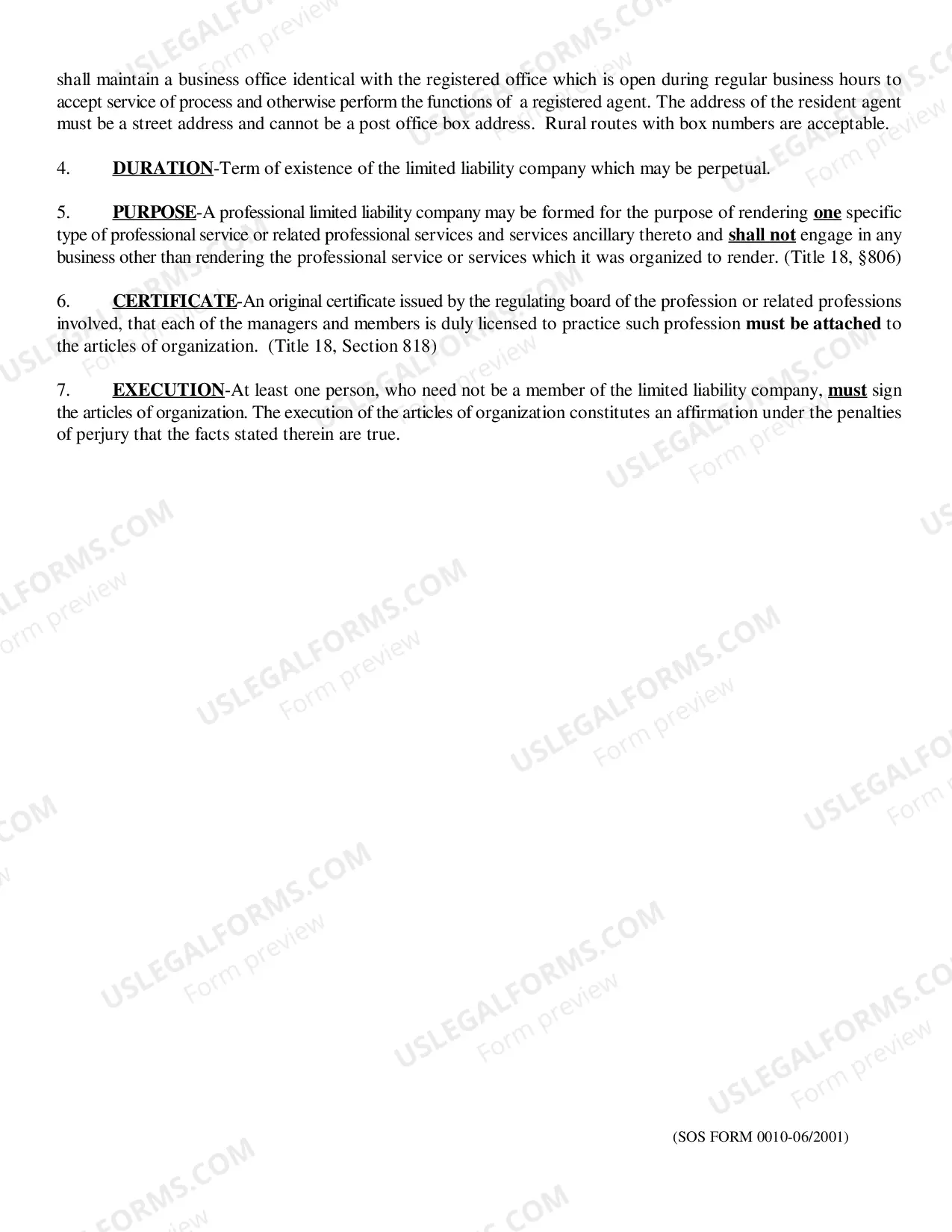 Preview Procedures for Completing Professional Articles of Organization and Professional Articles of Organization