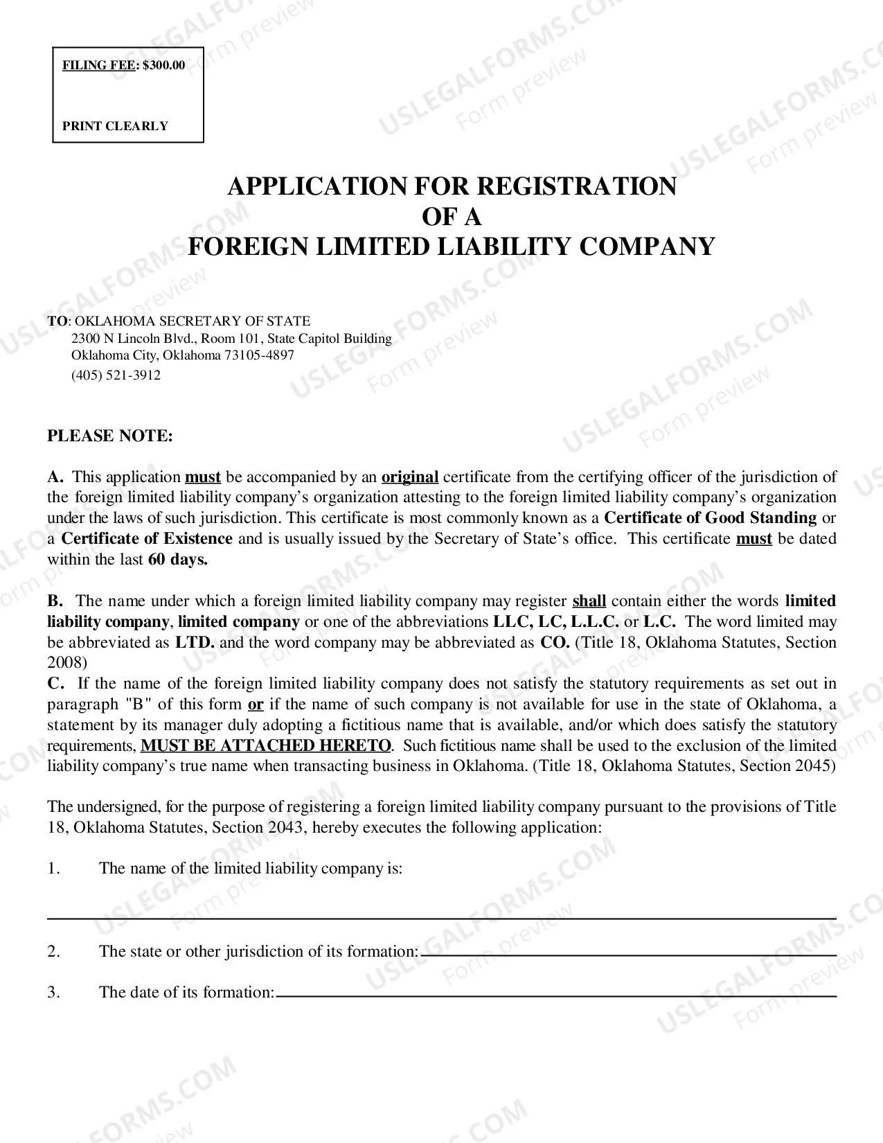 Preview Procedures for Completing Application for Registration of a Foreign Limited Liability Company and Application for Registration of a Foreign Limited Liability Company