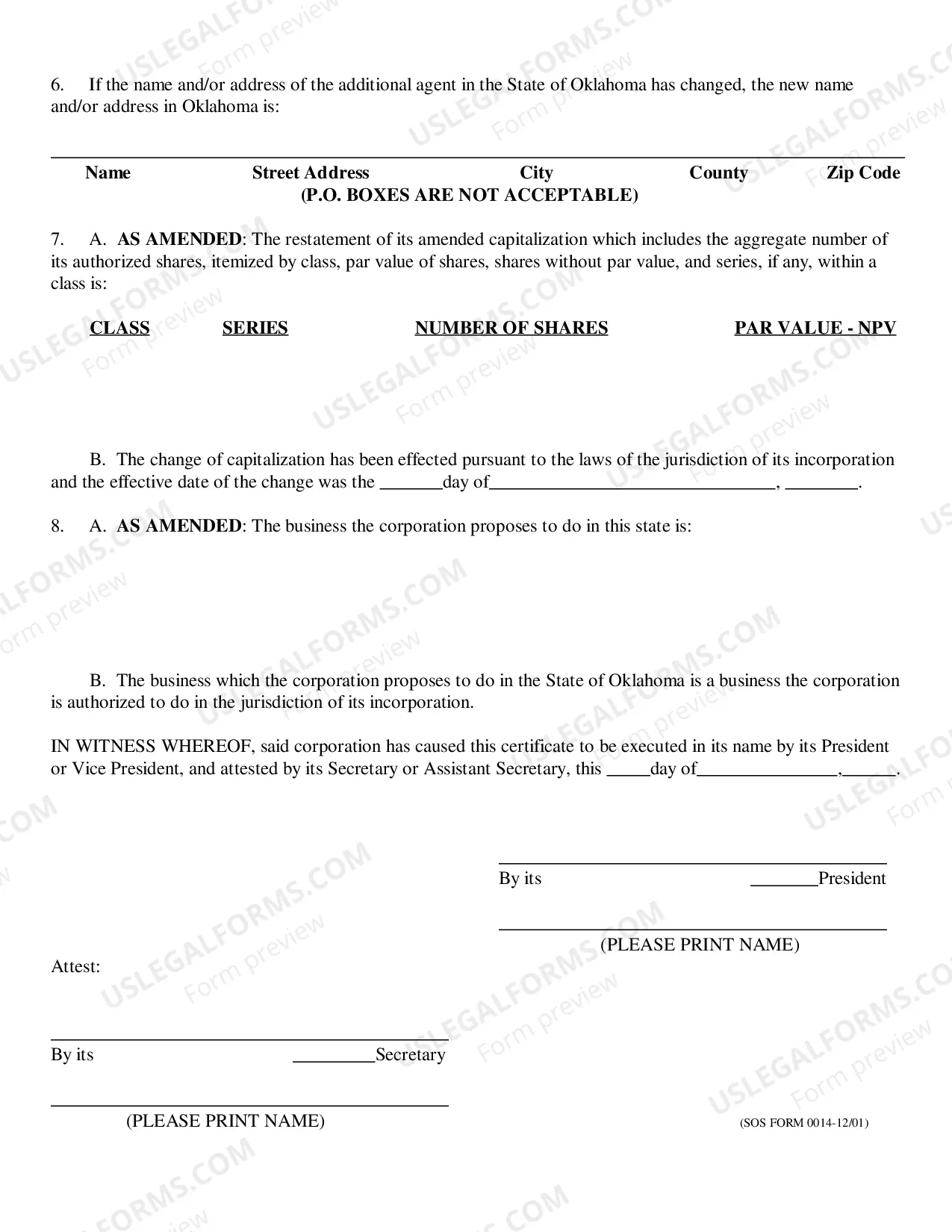 Preview Amended Certificate of Qualification
