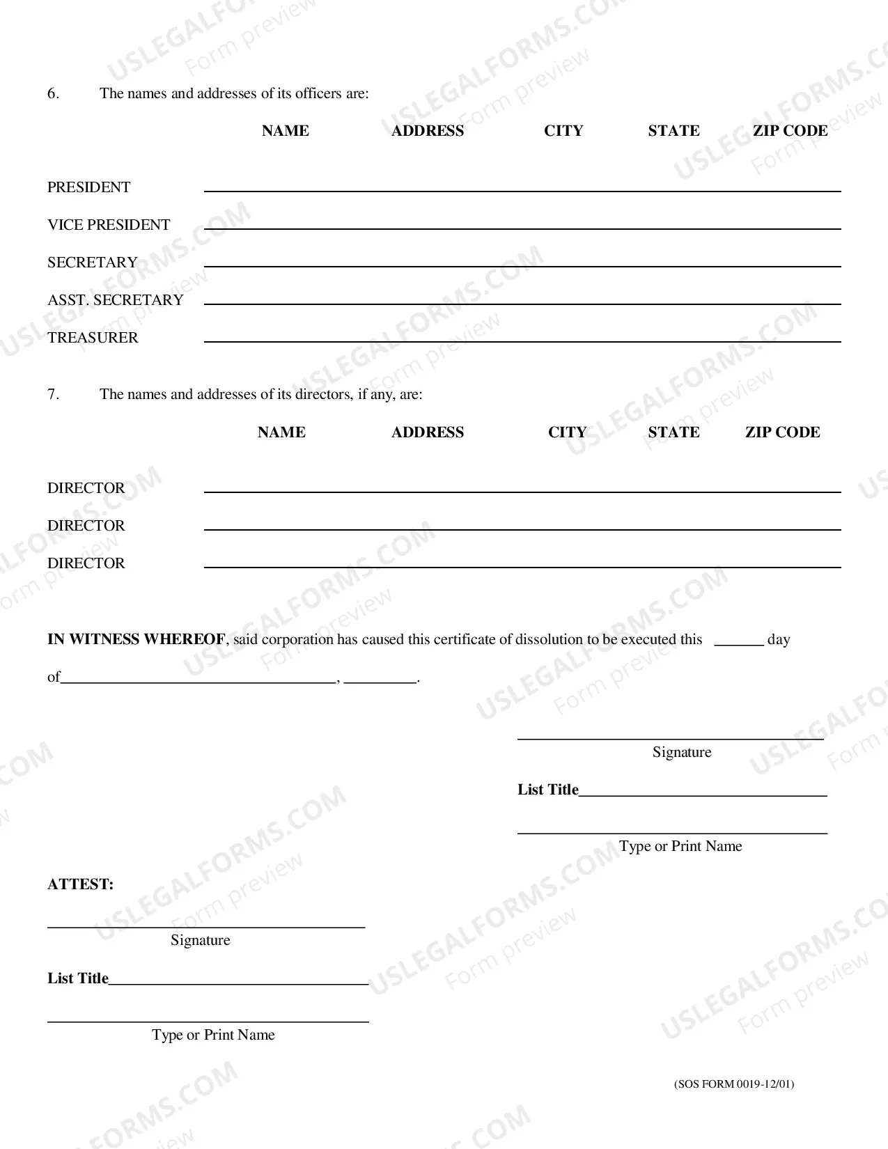 Preview Oklahoma Certificate of Dissolution