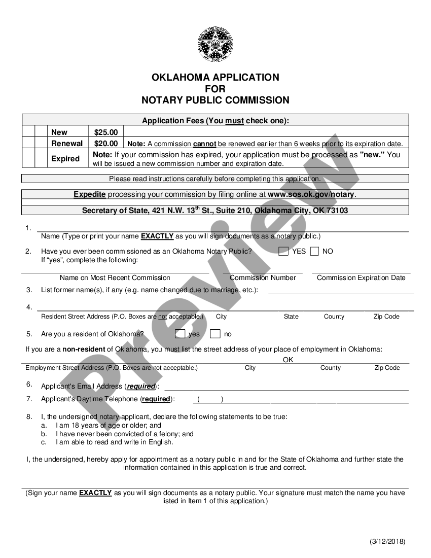 Oklahoma Notary Application Form Us Legal Forms 2102