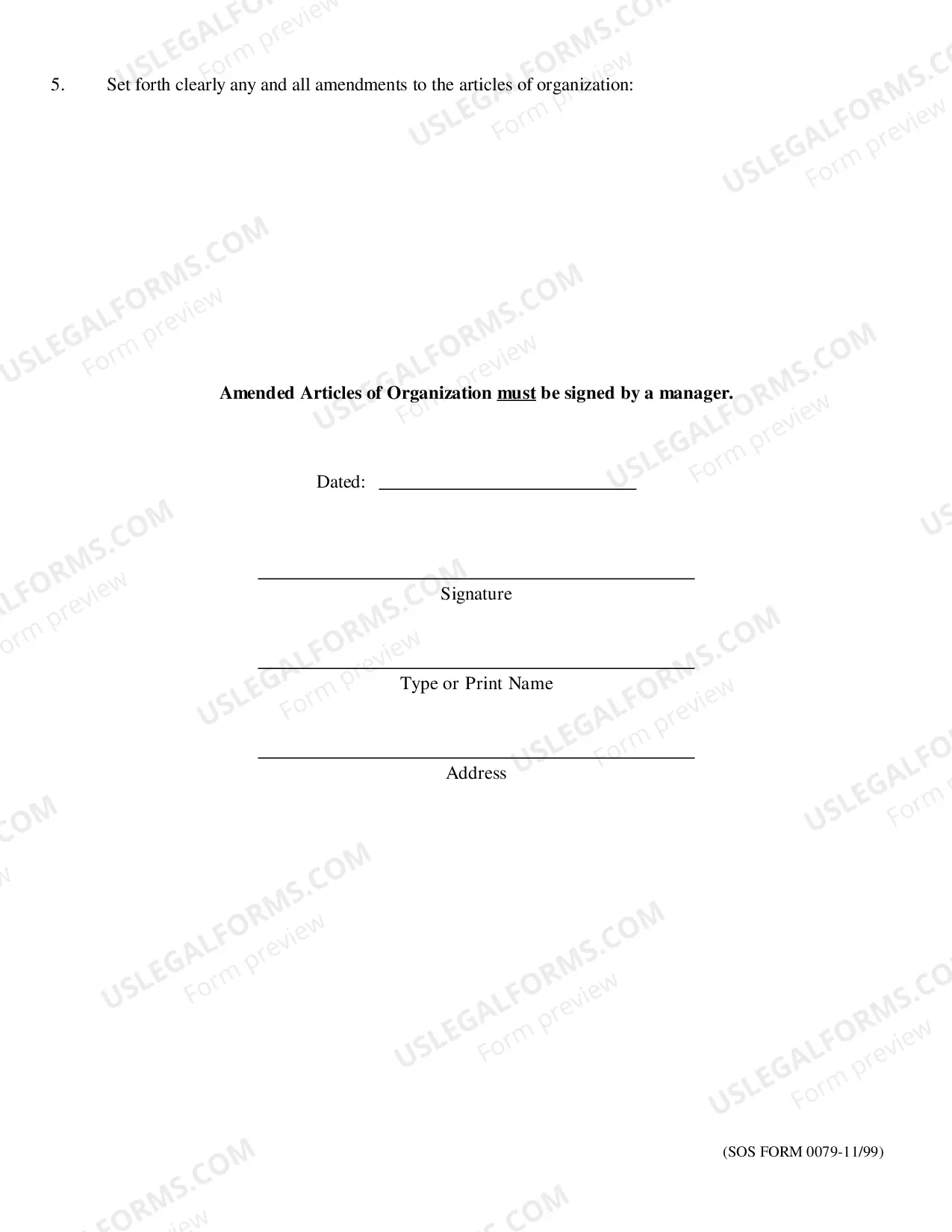 Preview Amended Articles of Organization of an Oklahoma Limited Liability Company