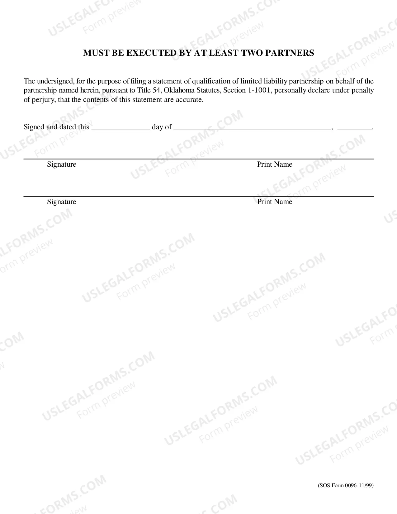 Preview Statement of Foreign Qualification Limited Liability Partnership