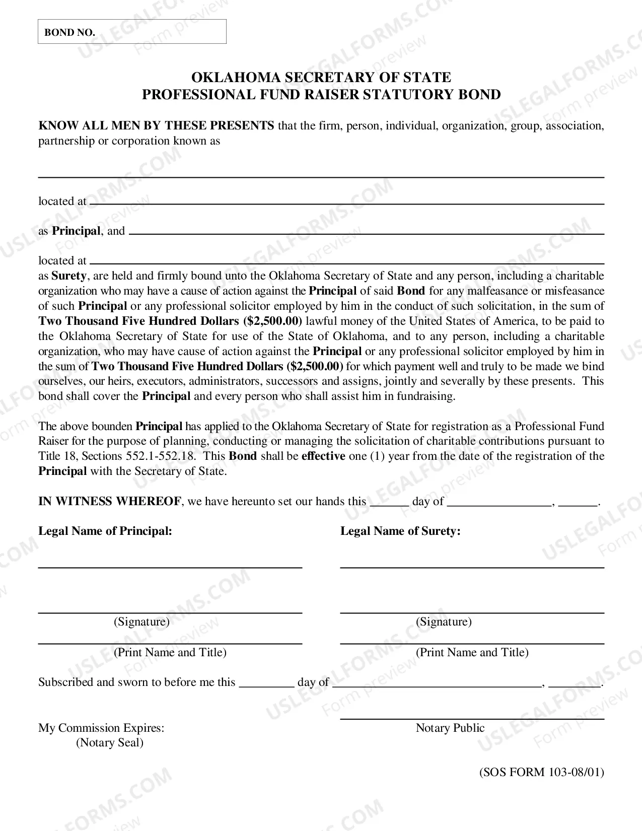 Preview Professional Fund Raiser Registration in Oklahoma Information and Instructions