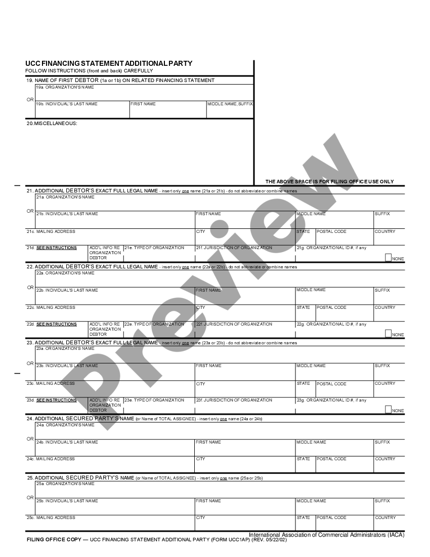 Oklahoma Ucc1 Financing Statement Additional Party Us Legal Forms Oklahoma Ucc1 Financing Statement Additional Party Us Legal Forms