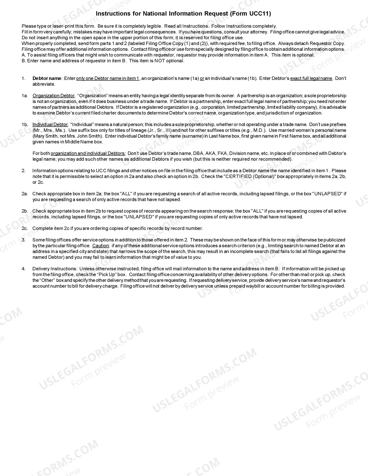 Preview Oklahoma UCC11 Information Request