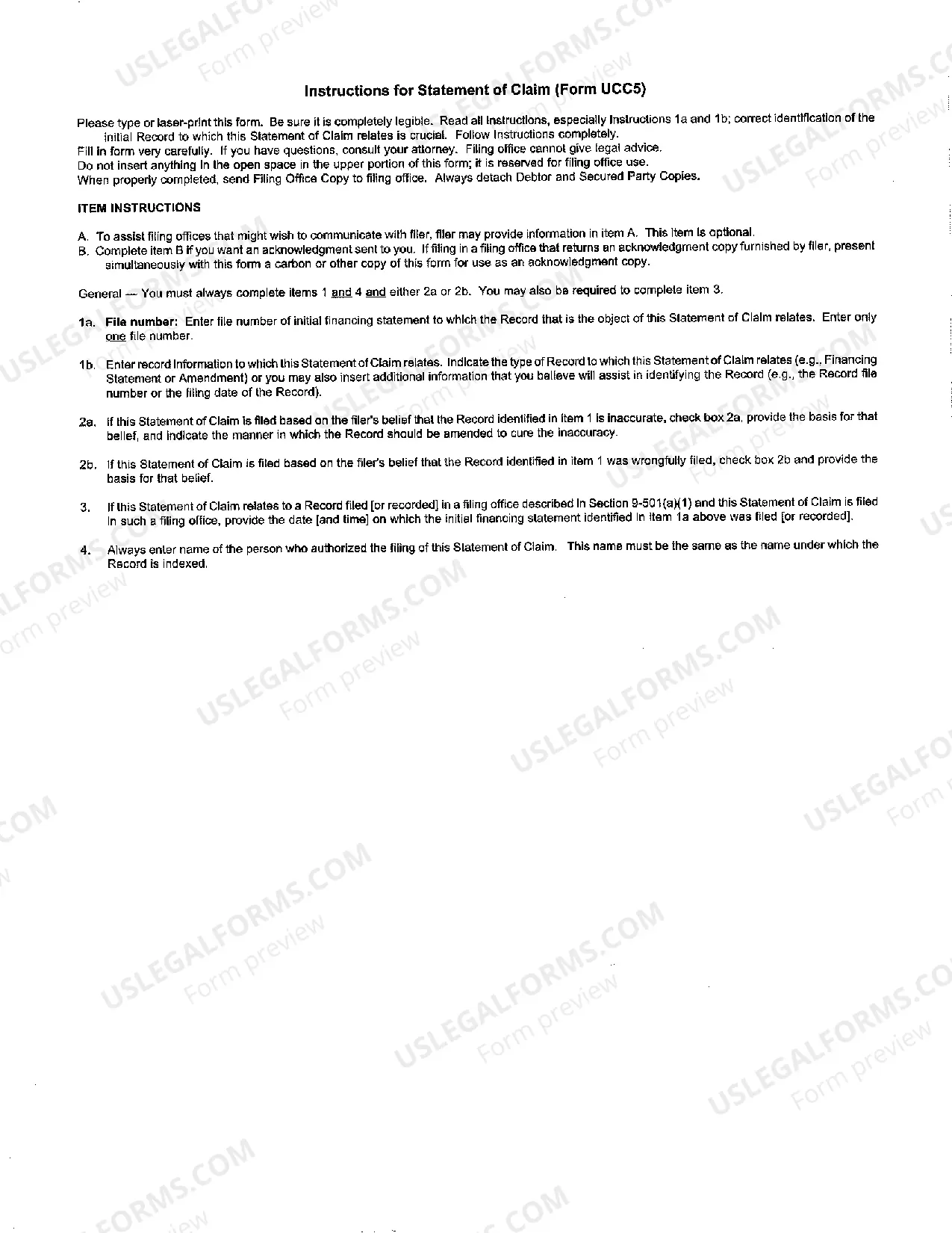 Preview Oklahoma UCC5 Correction Statement