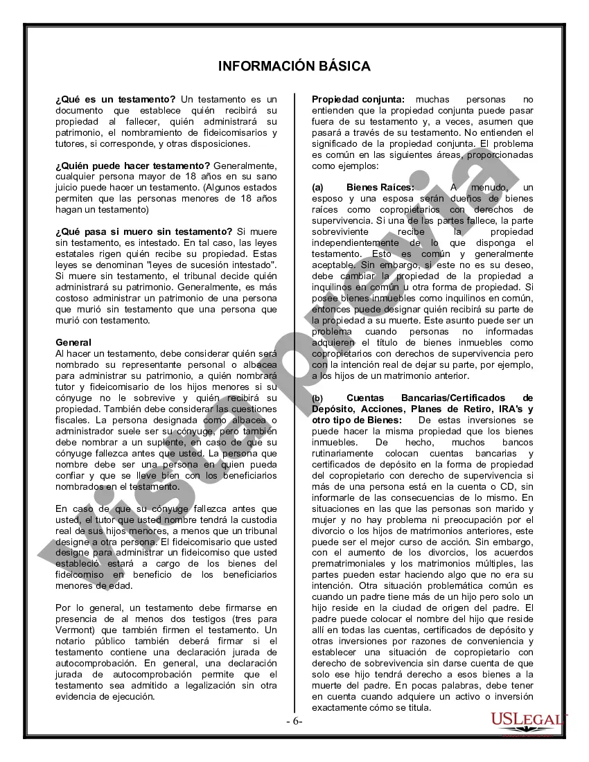 Preview Última voluntad y testamento legal para persona casada con hijos menores de edad de un matrimonio anterior
