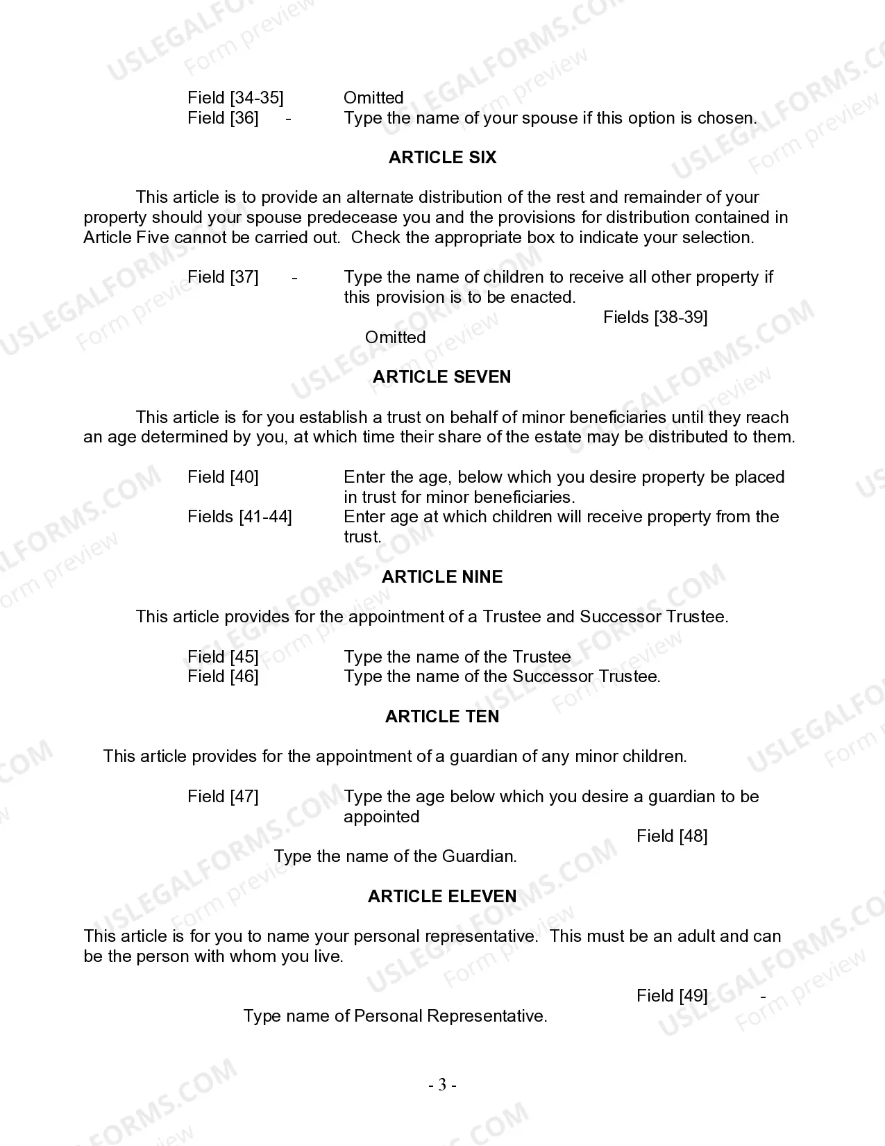Preview Last Will and Testament for Married person with Minor Children from Prior Marriage
