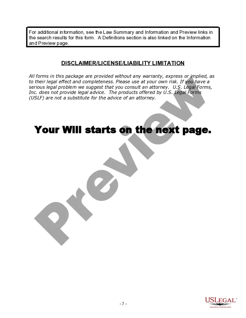 Preview Last Will and Testament for Divorced person not Remarried with Adult Children