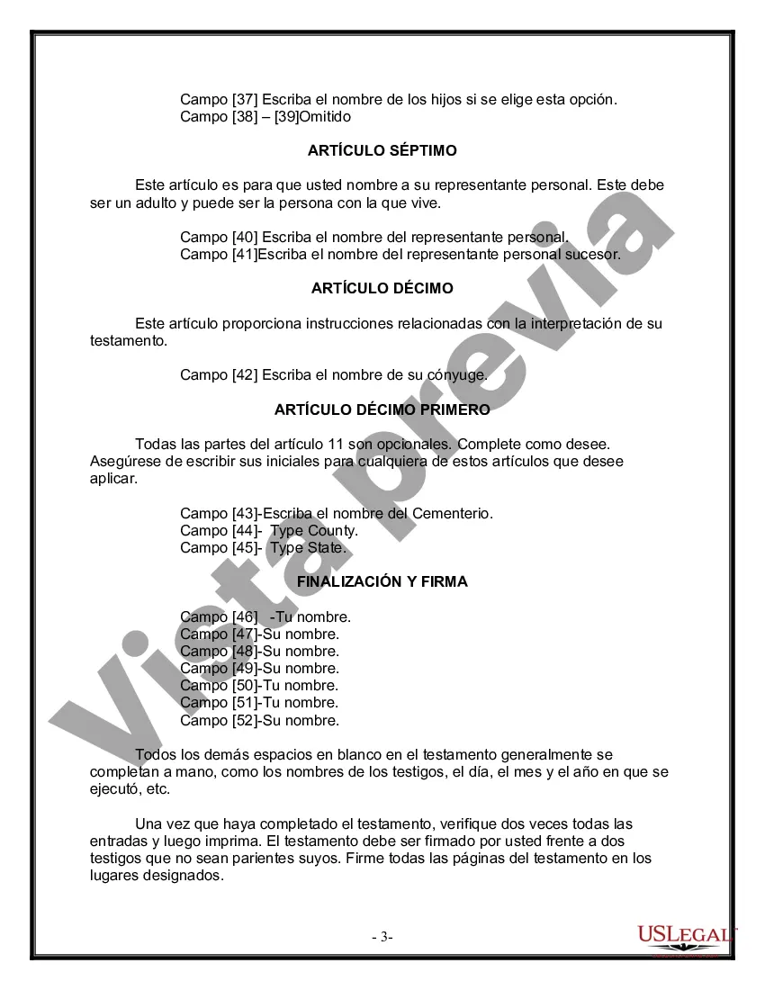 Preview Formulario de última voluntad y testamento legal para una persona casada con hijos adultos de un matrimonio anterior