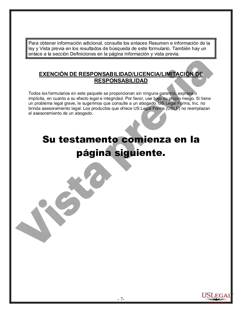 Preview Formulario de última voluntad y testamento legal para una persona casada con hijos adultos de un matrimonio anterior