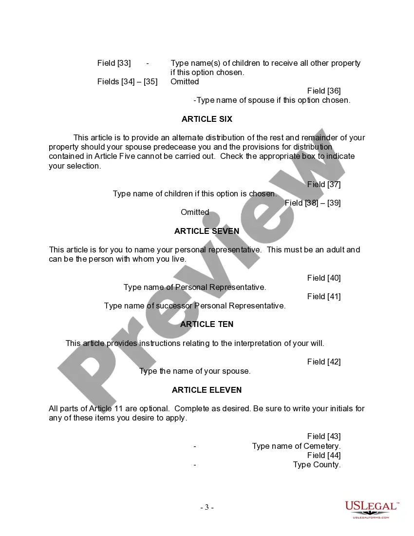 Preview Last Will and Testament for Married person with Adult Children from Prior Marriage