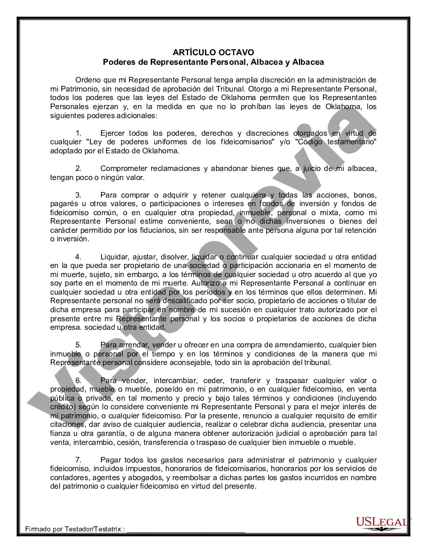Preview Formulario de última voluntad y testamento legal para personas divorciadas que no se han vuelto a casar y no tienen hijos