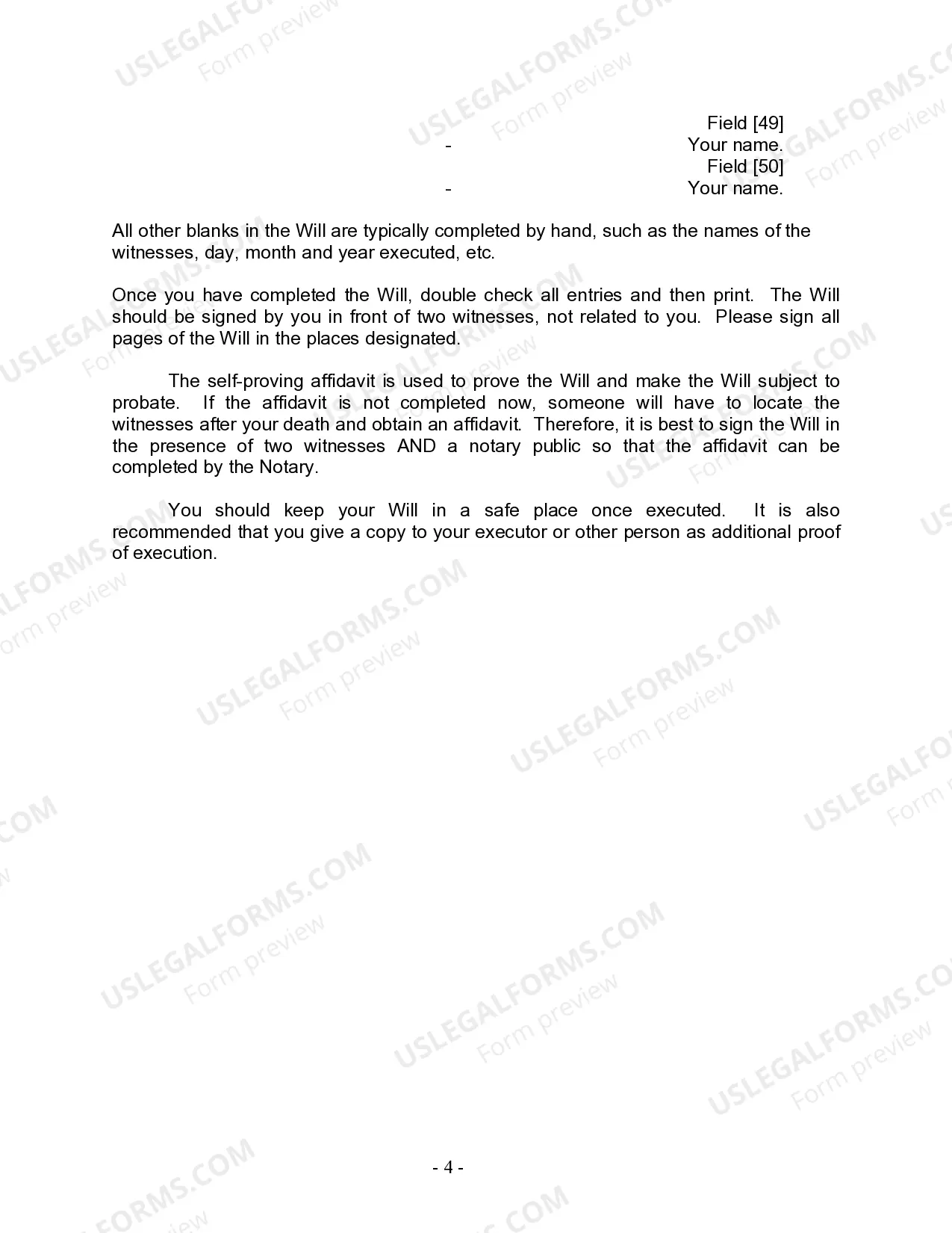 Preview Last Will and Testament for Divorced person not Remarried with Minor Children