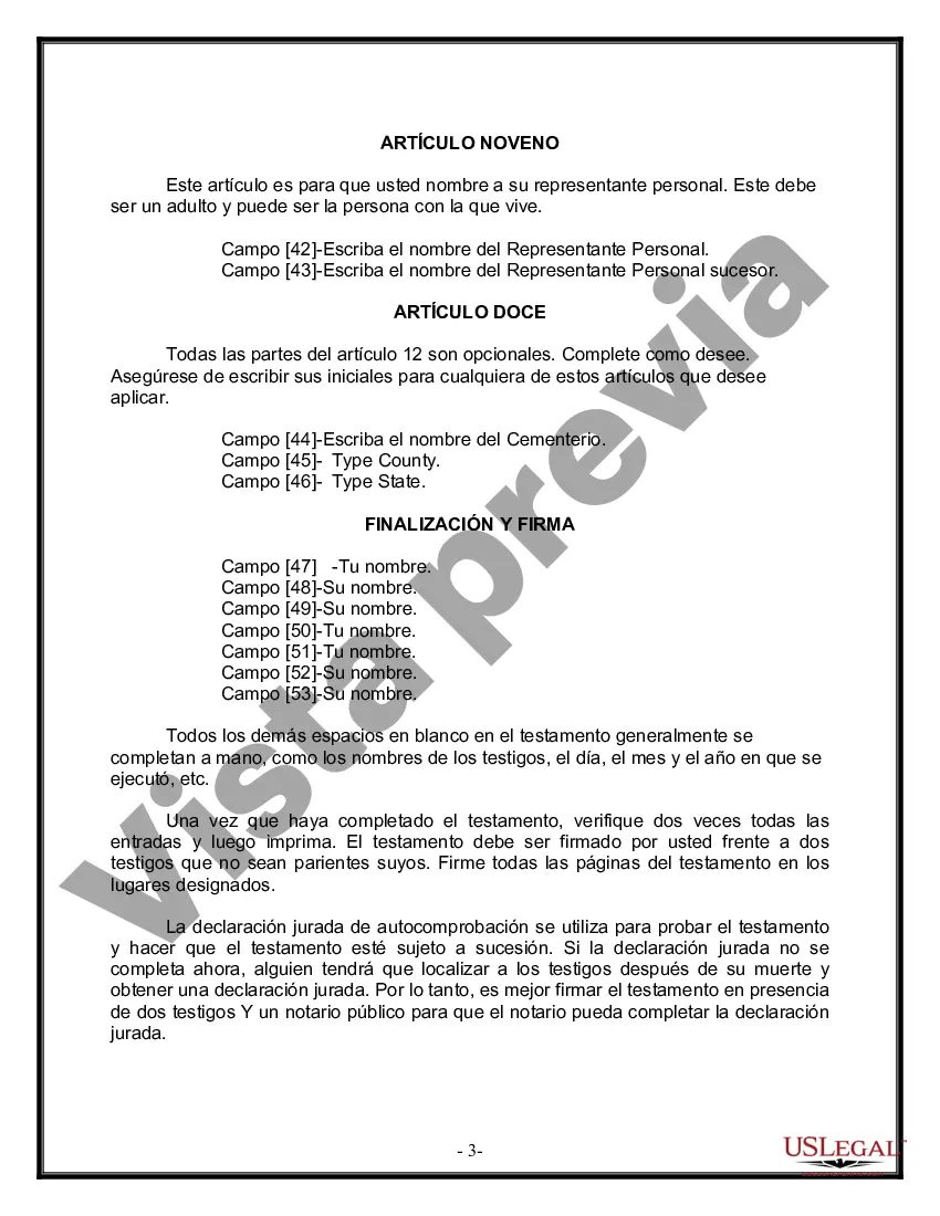 Preview Formulario de última voluntad y testamento legal para personas divorciadas que no se han vuelto a casar con hijos adultos y menores