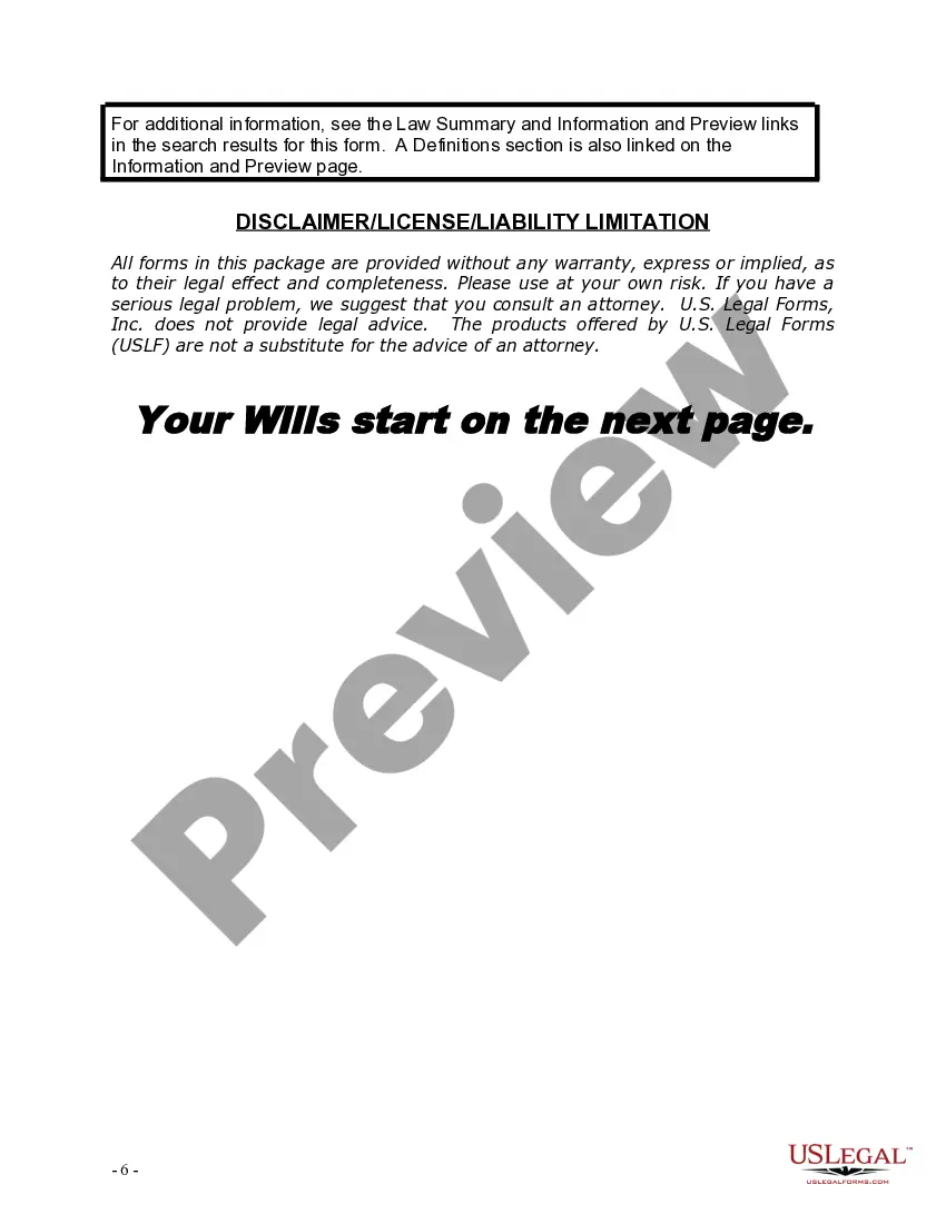 Preview Mutual Wills Package with Last Wills and Testaments for Married Couple with Adult Children