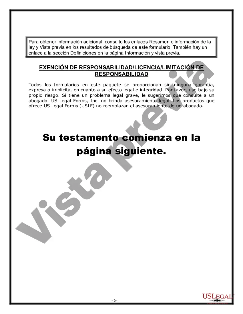 Preview Formulario de última voluntad y testamento legal para persona casada con hijos adultos