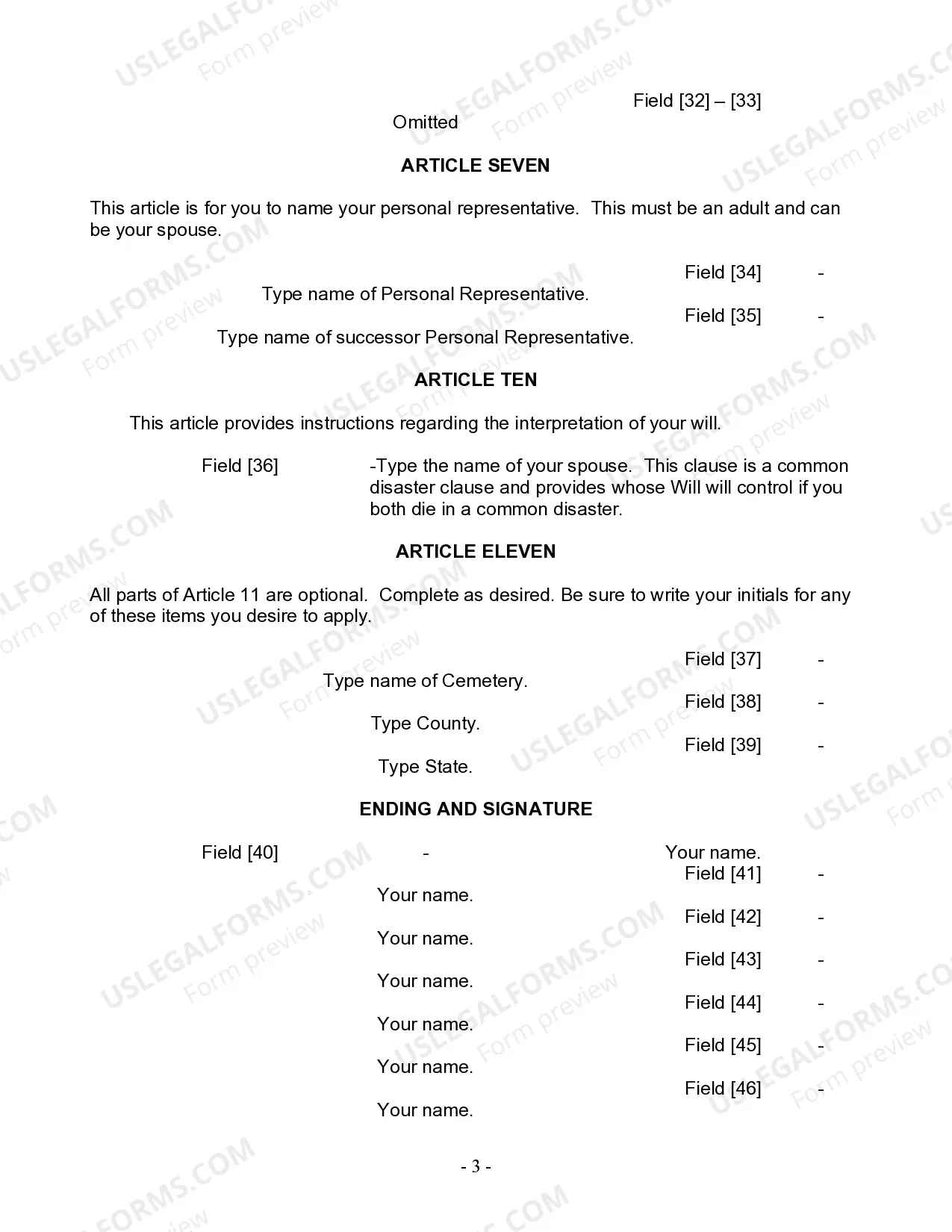 Preview Last Will and Testament for Married person with Adult Children