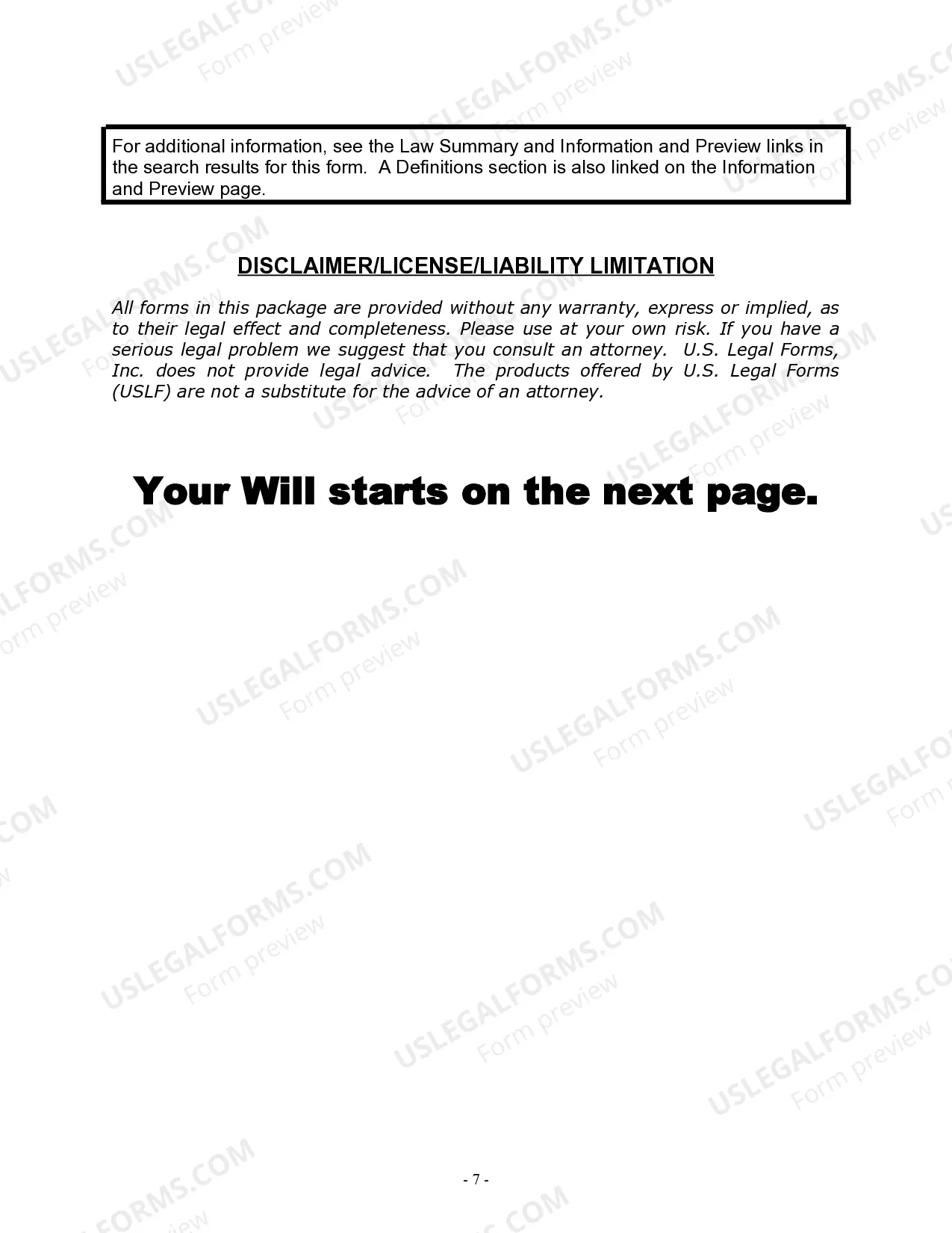 Preview Last Will and Testament for Married person with Minor Children