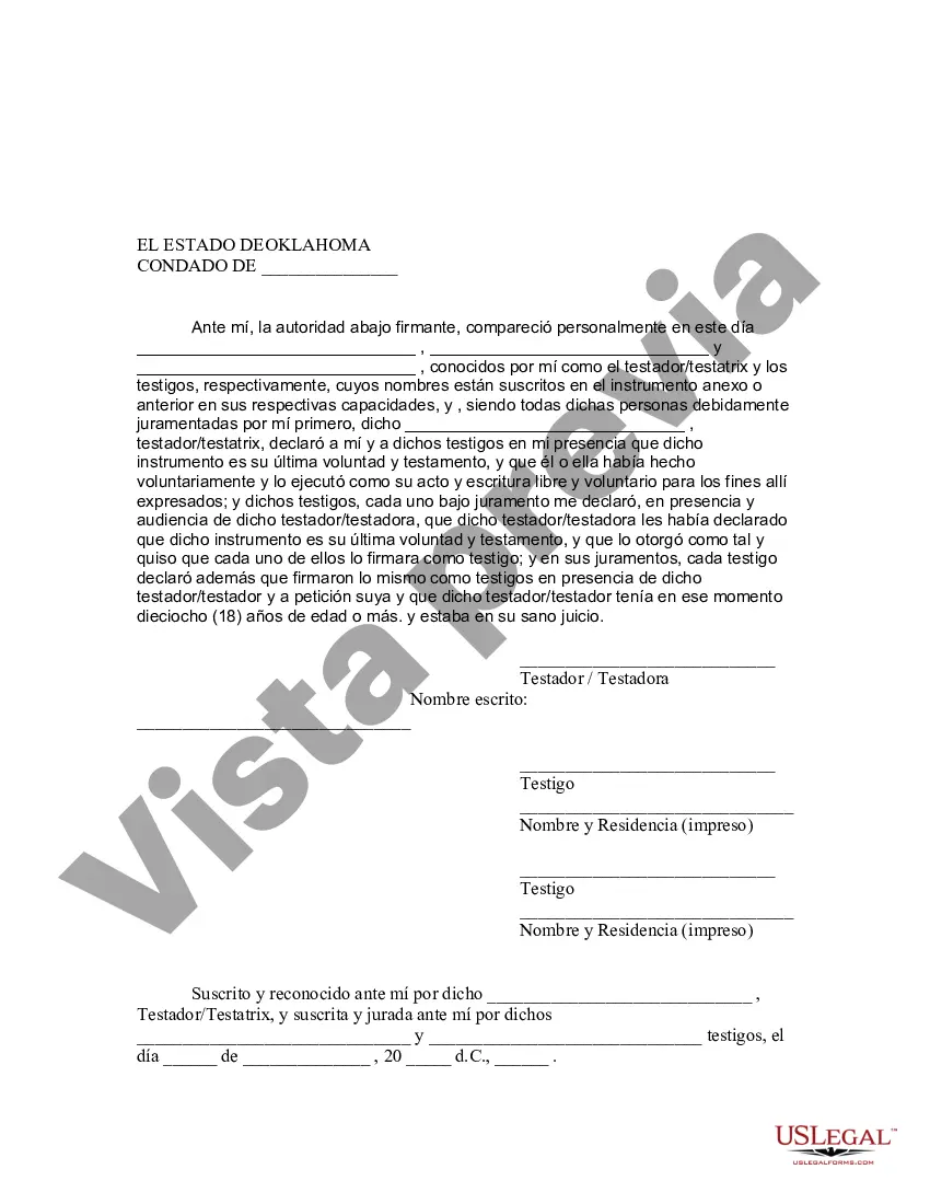 Preview Codicilo al formulario de testamento para enmendar su testamento - Cambios o enmiendas de testamento