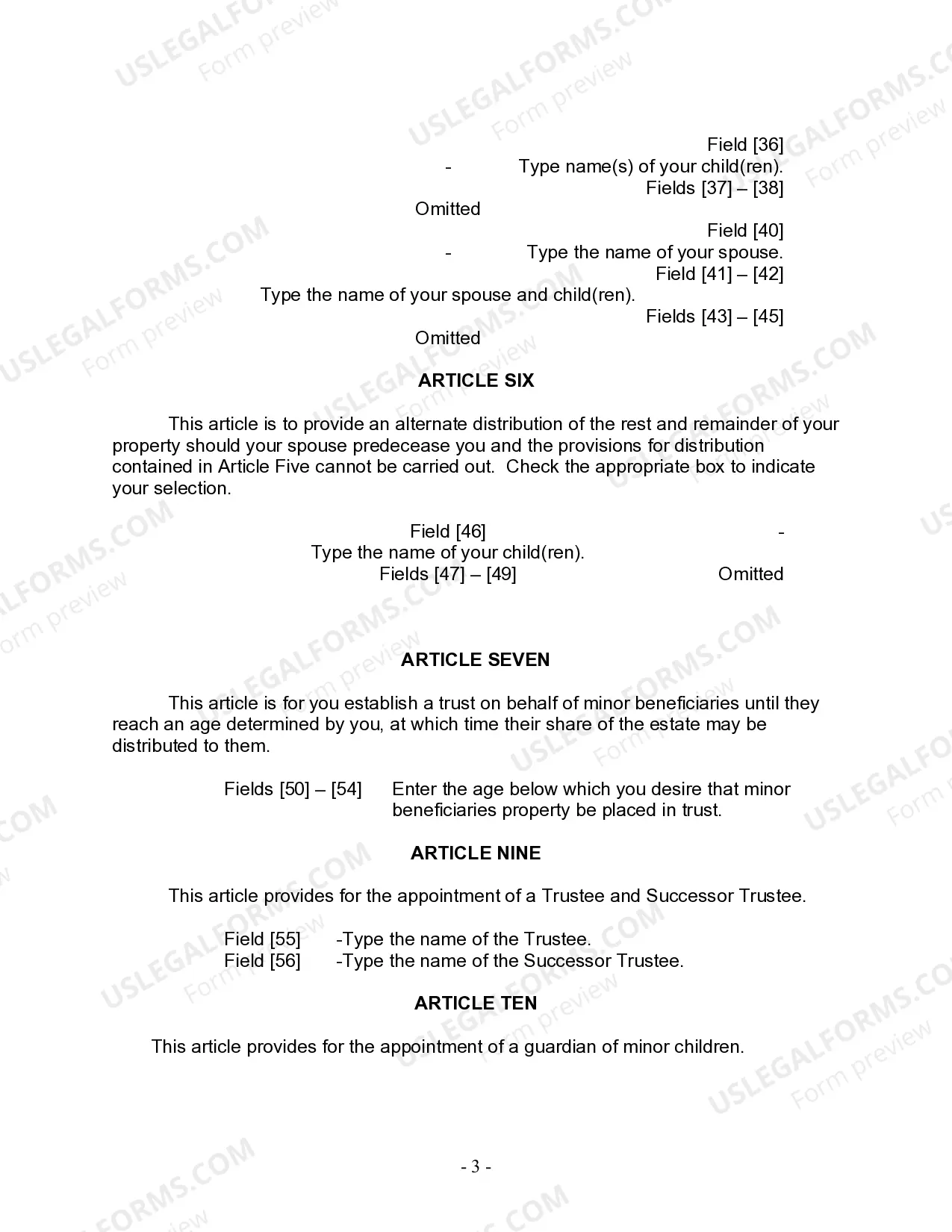 Preview Last Will and Testament for Married Person with Adult and Minor Children from Prior Marriage