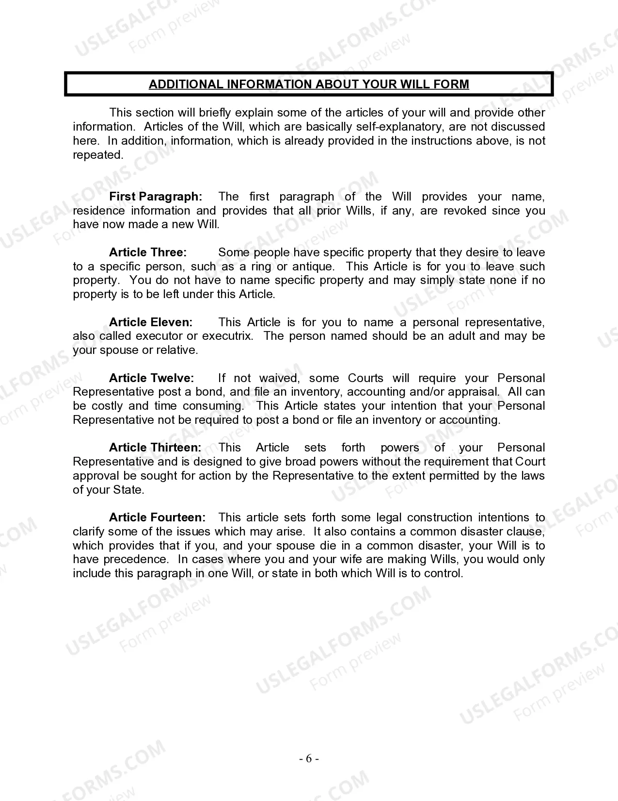 Preview Last Will and Testament for Married Person with Adult and Minor Children