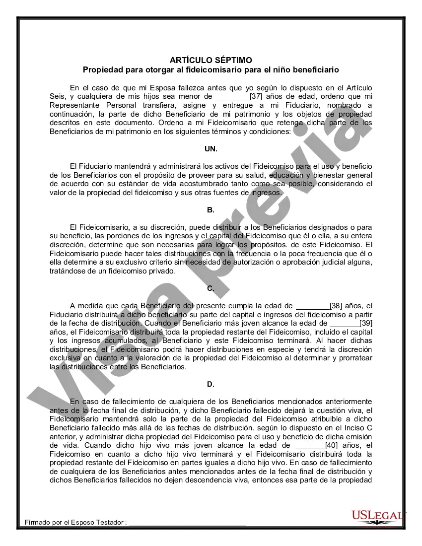 Preview Paquete de Voluntades Mutuas con Últimas Voluntades y Testamentos para Pareja Casada con Hijos Mayores y Menores