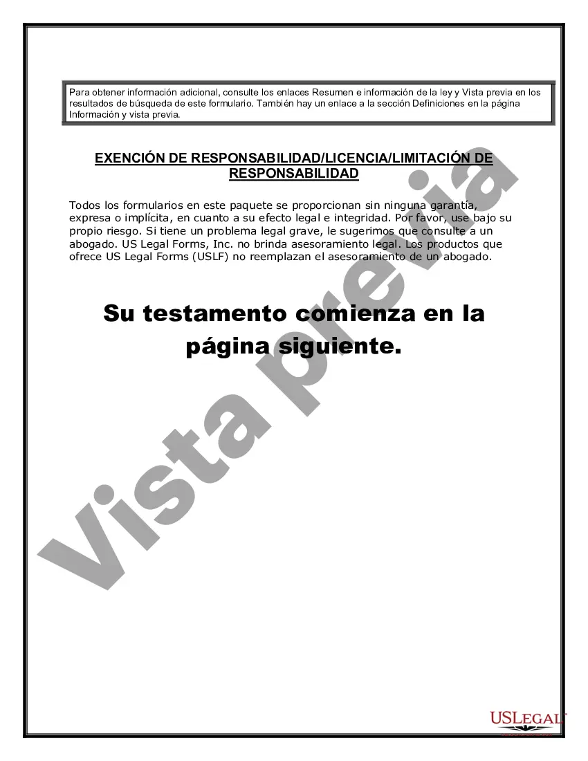 Preview Formulario de testamento y última voluntad legal para viuda o viudo con hijos adultos
