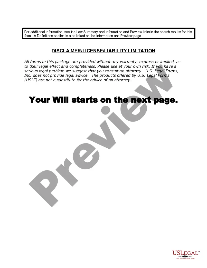Preview Last Will and Testament for a Widow or Widower with Adult Children