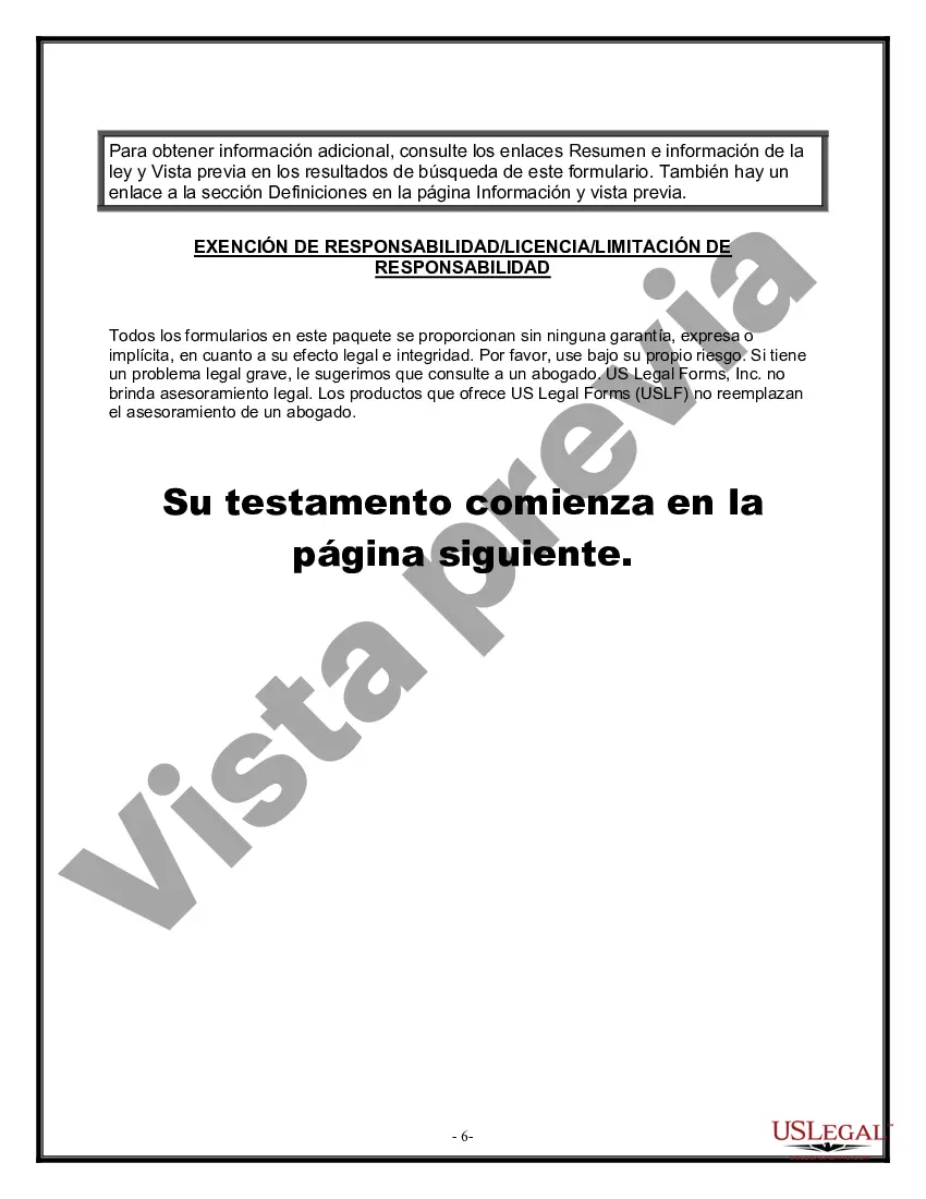 Preview Formulario Legal de Última Voluntad y Testamento para Viuda o Viudo con Hijos Menores