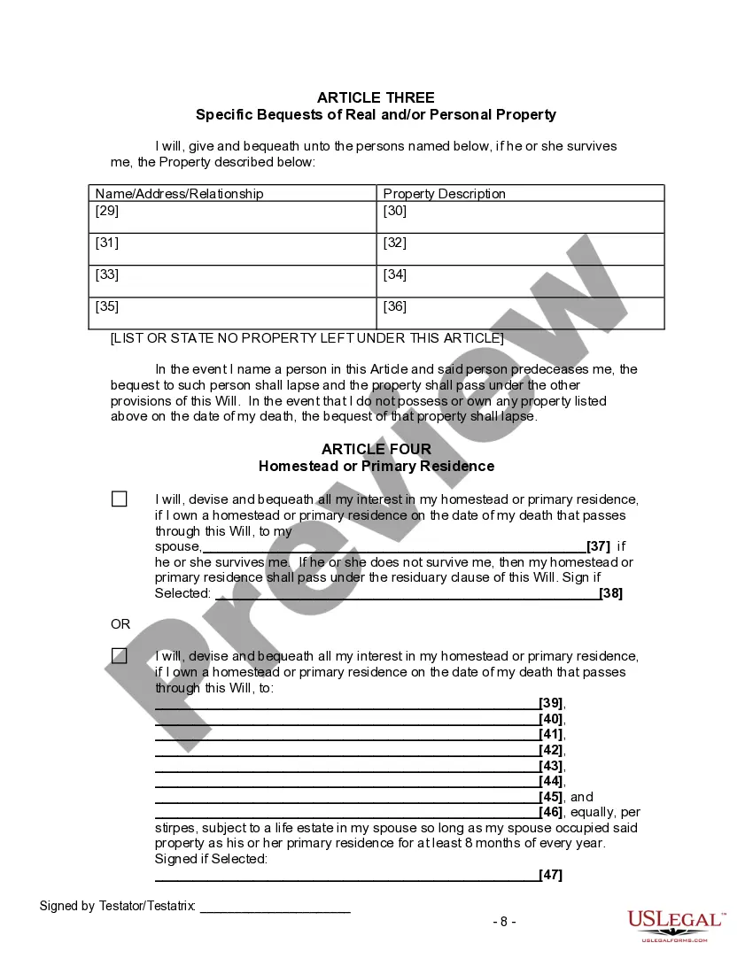 Preview Last Will and Testament for Divorced and Remarried Person with Mine, Yours and Ours Children