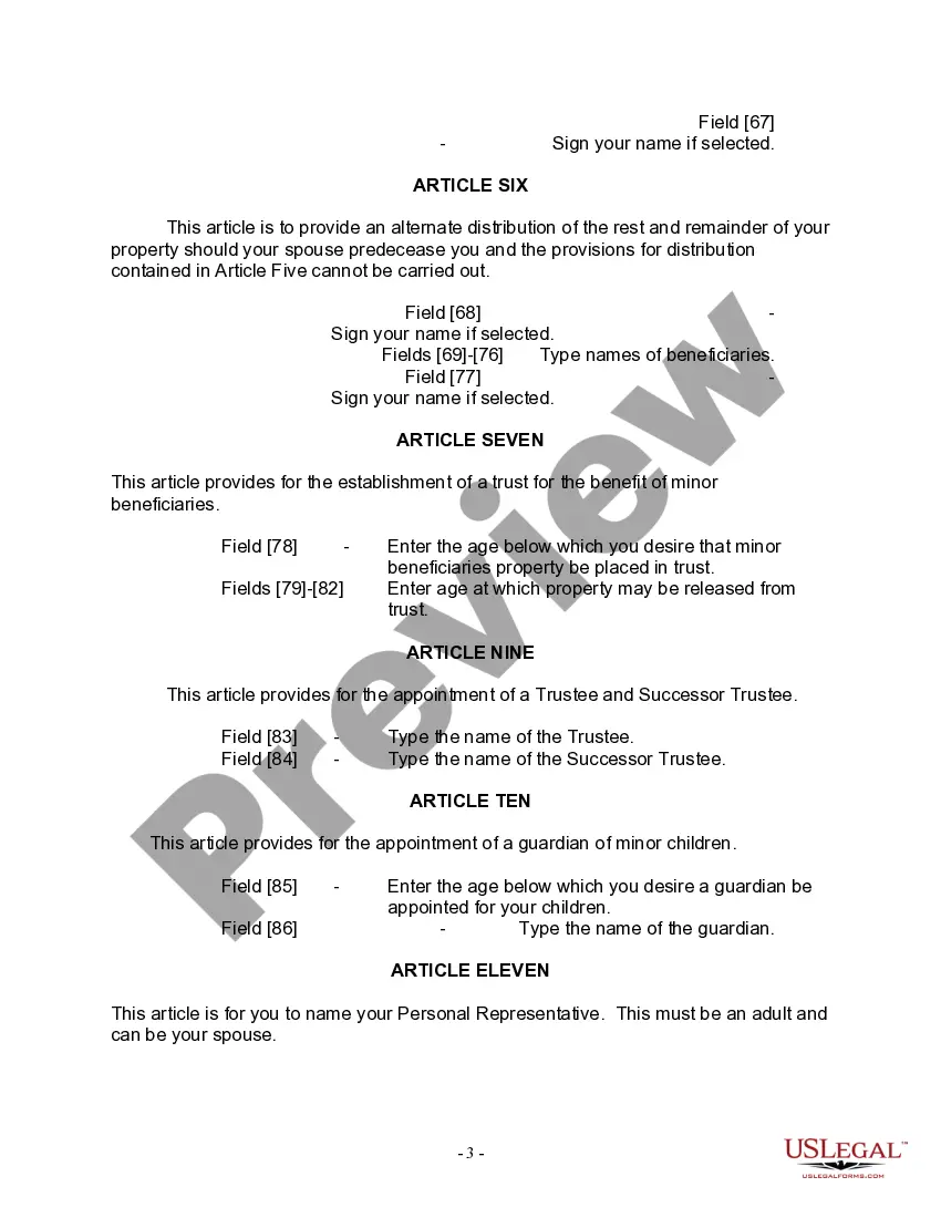 Preview Last Will and Testament for Divorced and Remarried Person with Mine, Yours and Ours Children