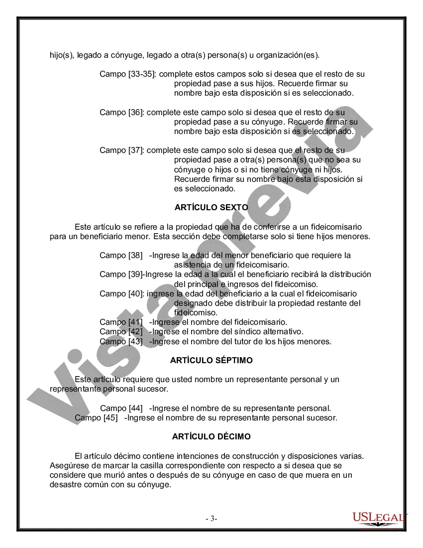 Preview Última voluntad y testamento para otras personas