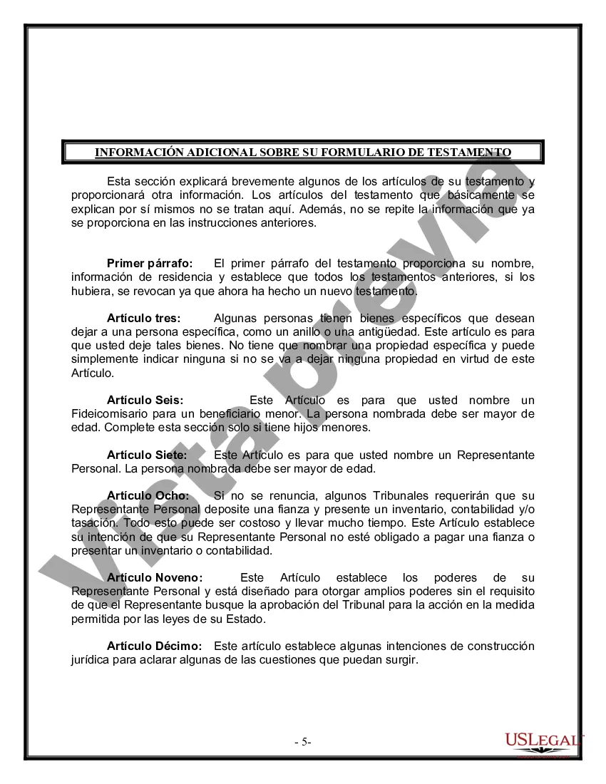 Preview Última voluntad y testamento para otras personas