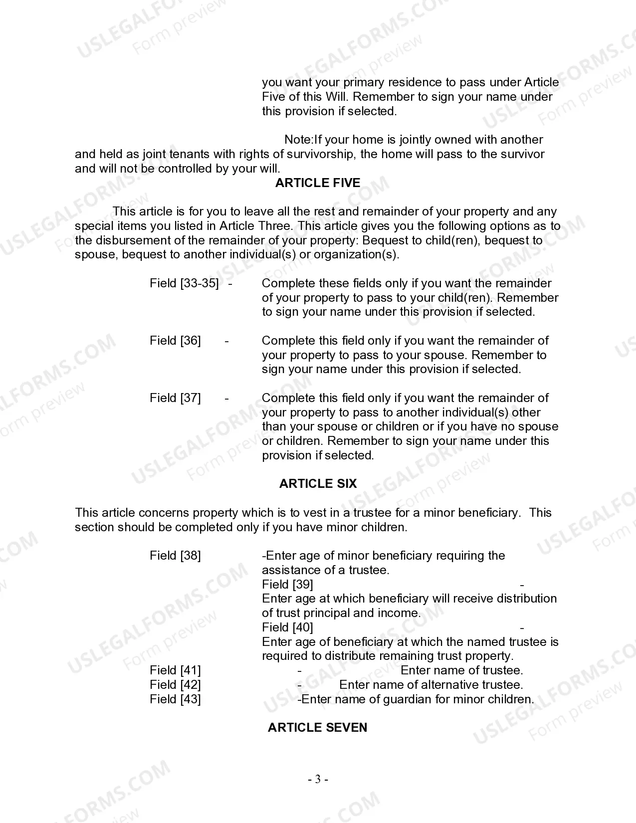 Preview Last Will and Testament for other Persons