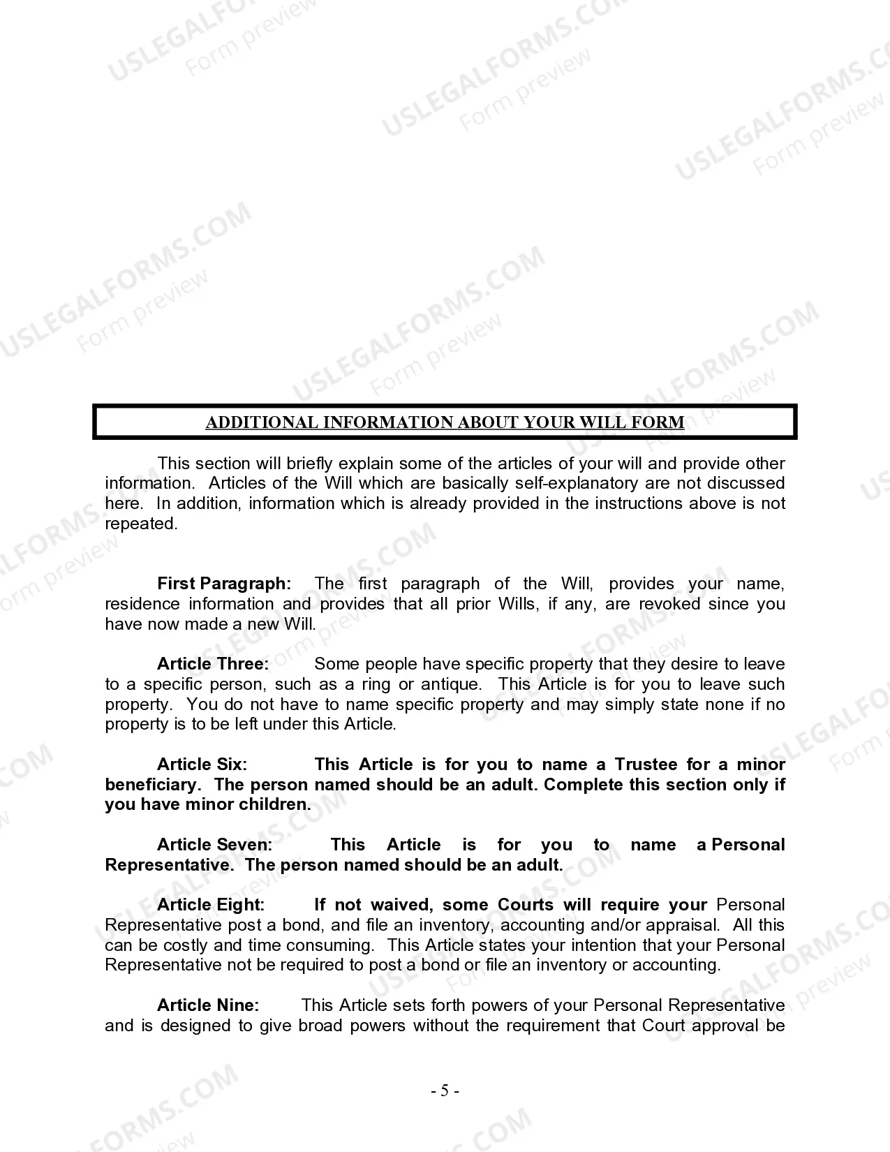 Preview Last Will and Testament for other Persons