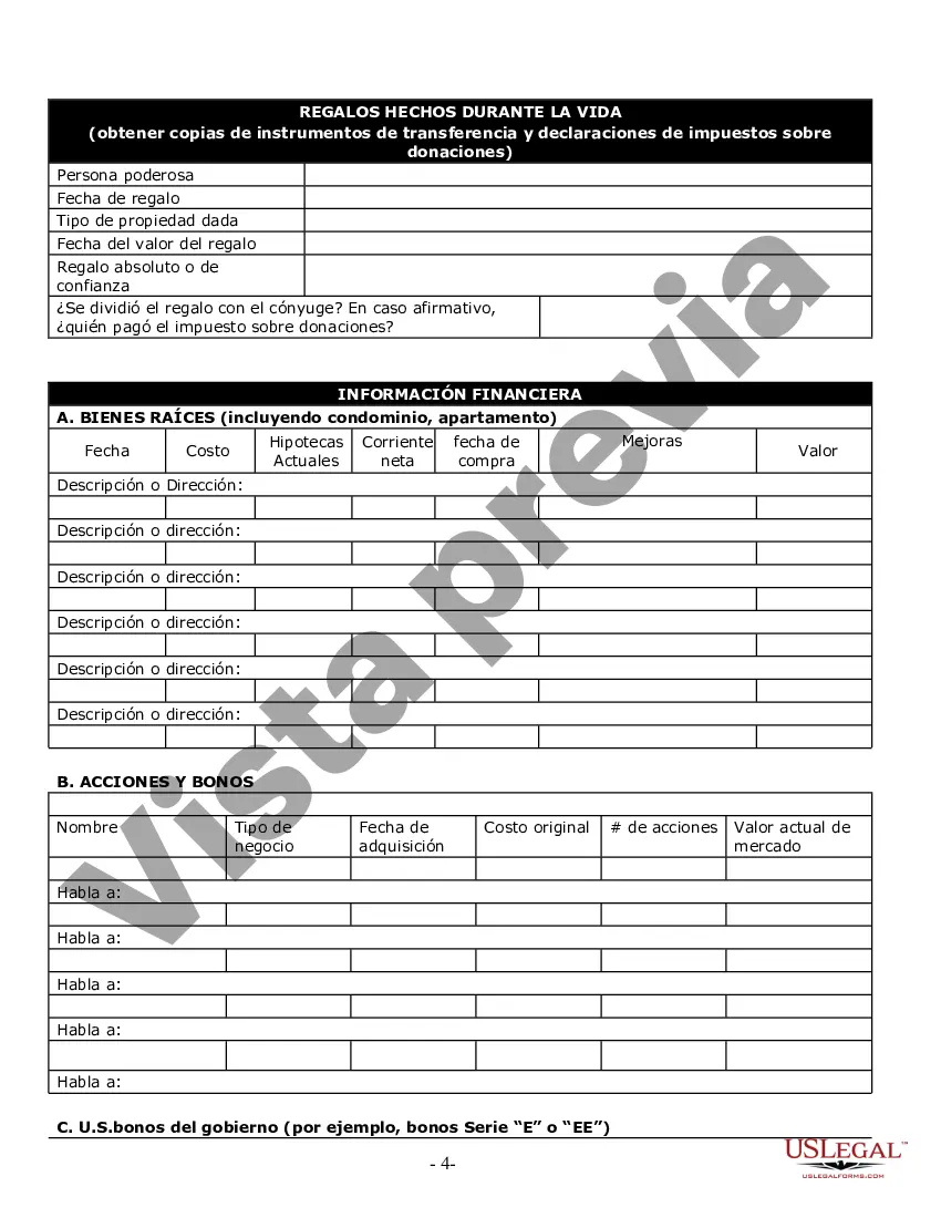 Preview Cuestionario y hojas de trabajo de planificación patrimonial