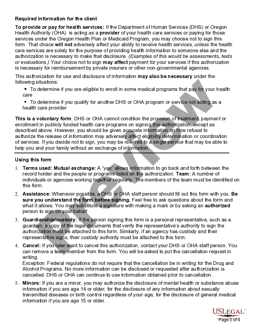 Preview Authorization for Use and Disclosure of Information
