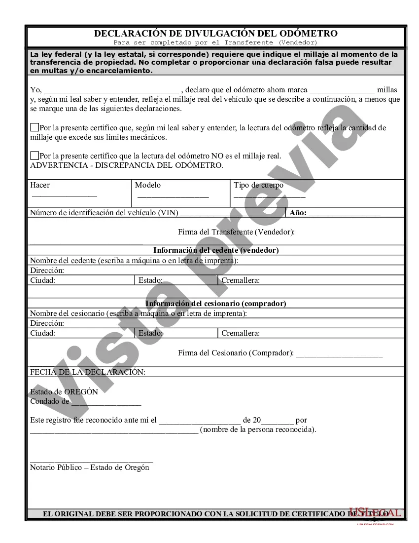 Preview Factura de venta de automóvil o vehículo, incluida la declaración del cuentakilómetros y el pagaré