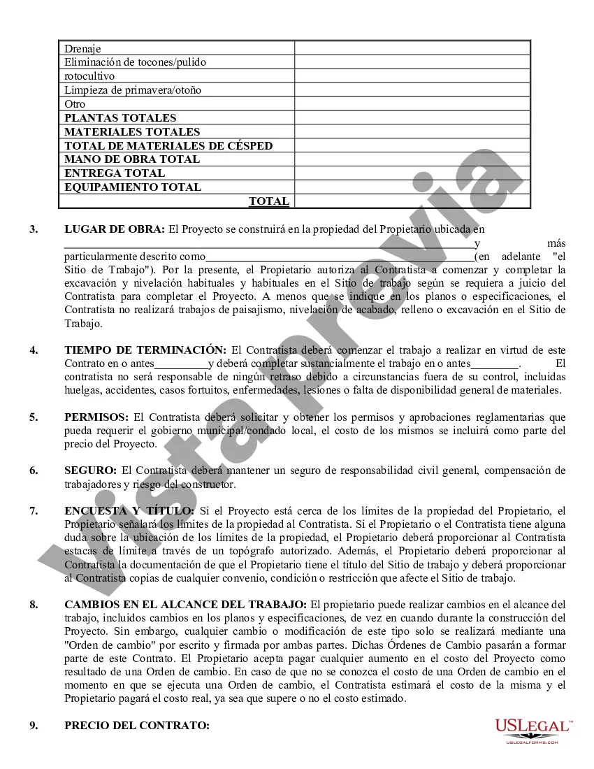 Preview Contrato de paisajismo para contratista