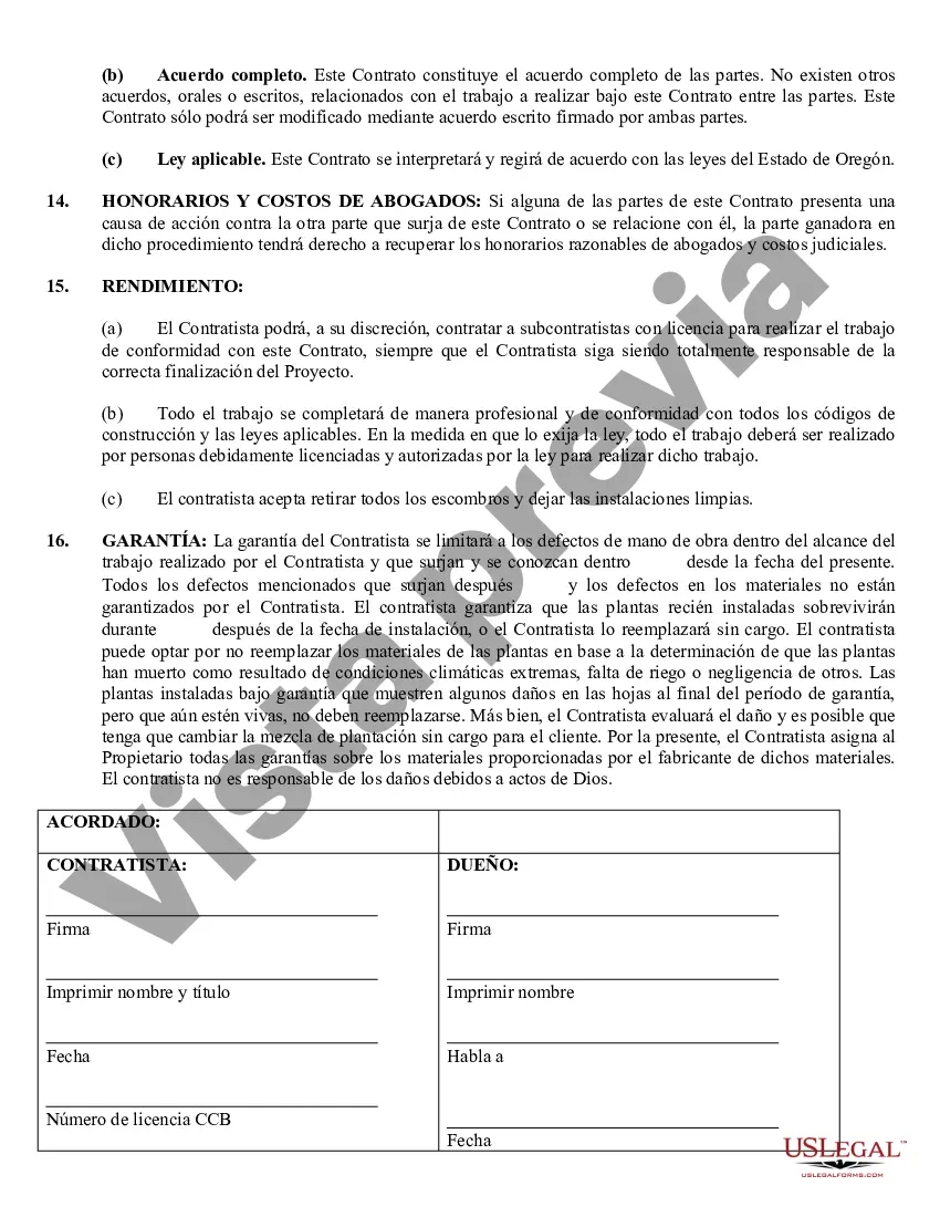 Preview Contrato de paisajismo para contratista