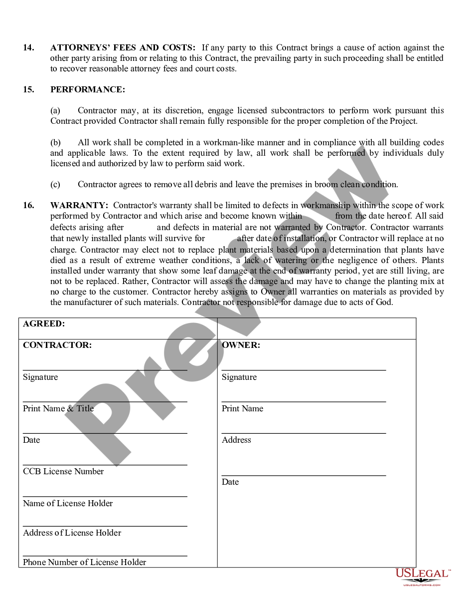 page 4 Landscape Contract for Contractor preview