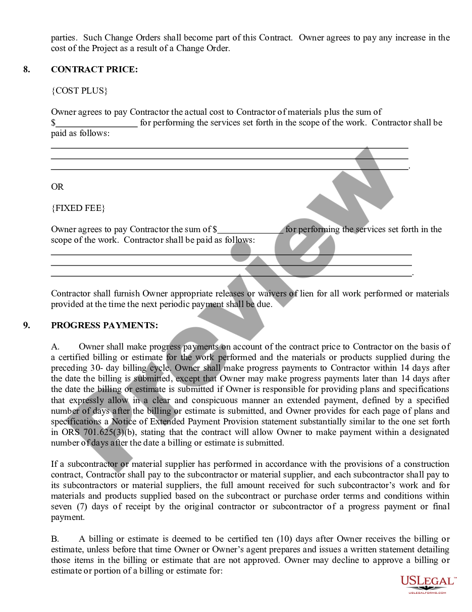 page 1 Commercial Contract for Contractor preview