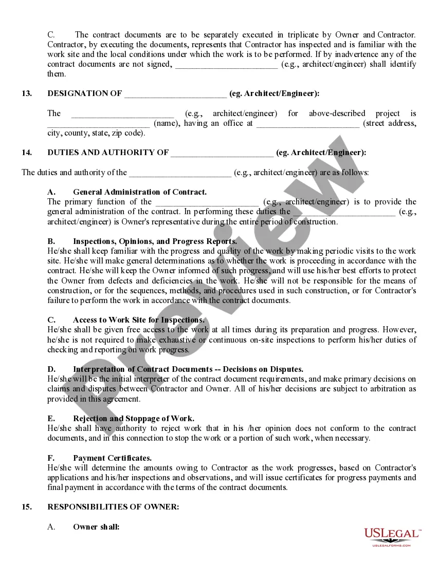 Preview Commercial Contract for Contractor