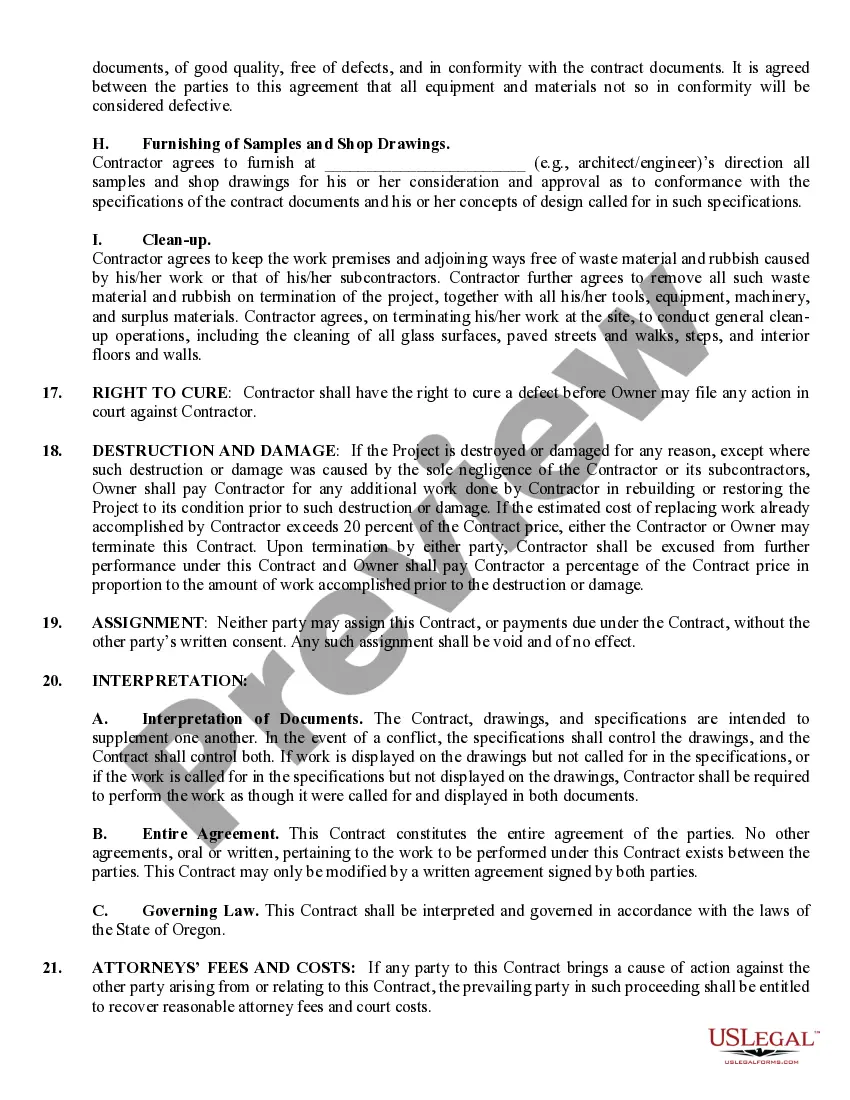 Preview Commercial Contract for Contractor