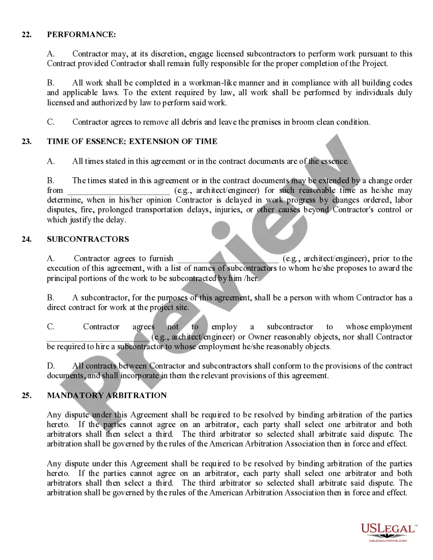 Preview Commercial Contract for Contractor