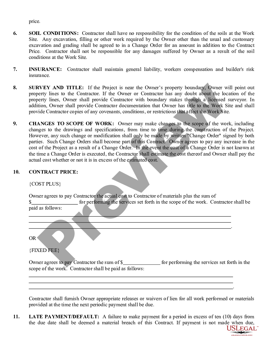 page 2 Renovation Contract for Contractor preview