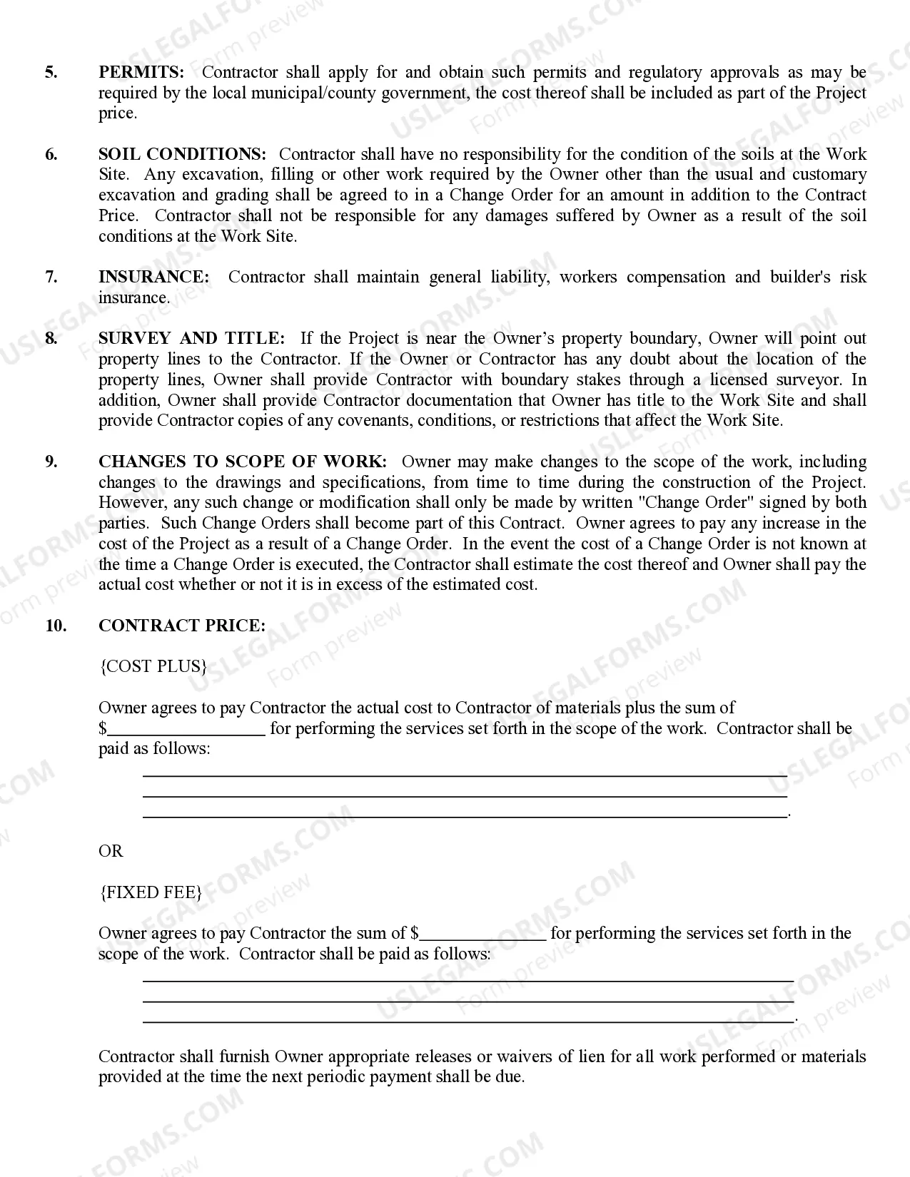 Preview Renovation Contract for Contractor