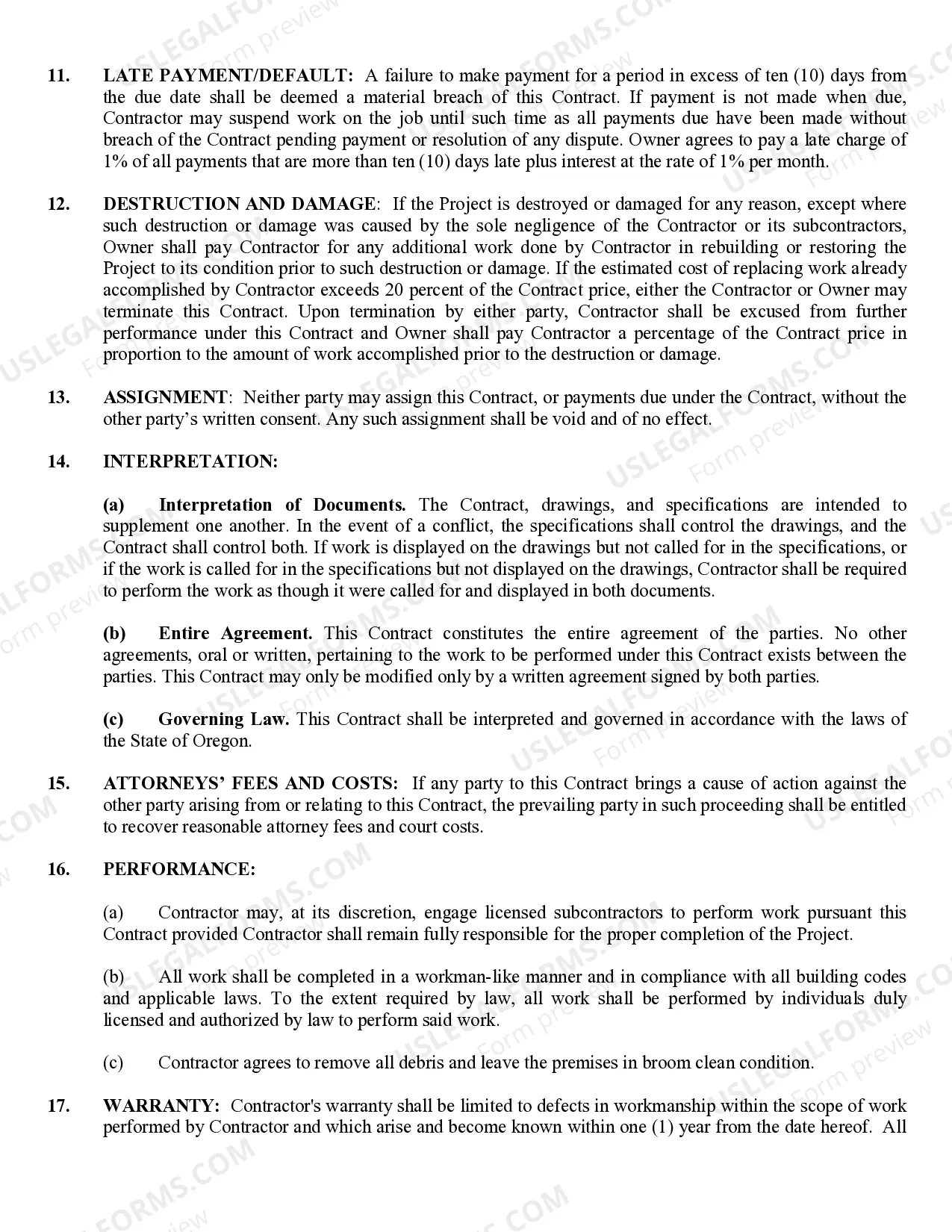 Preview Renovation Contract for Contractor